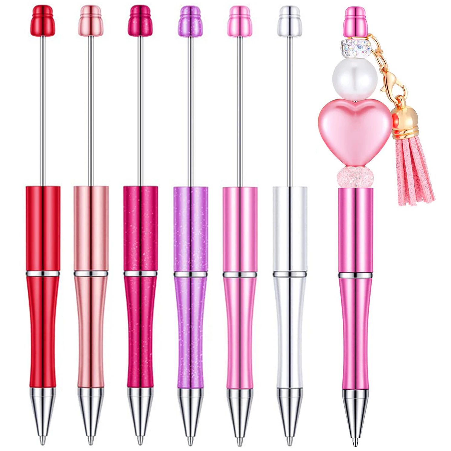 6Pieces Beaded Pen Gift Ballpoint Pen DIY Ballpoint Pens Office Birthday Gifts Ballpoint Pens Gel Pens Valentine's Day gift