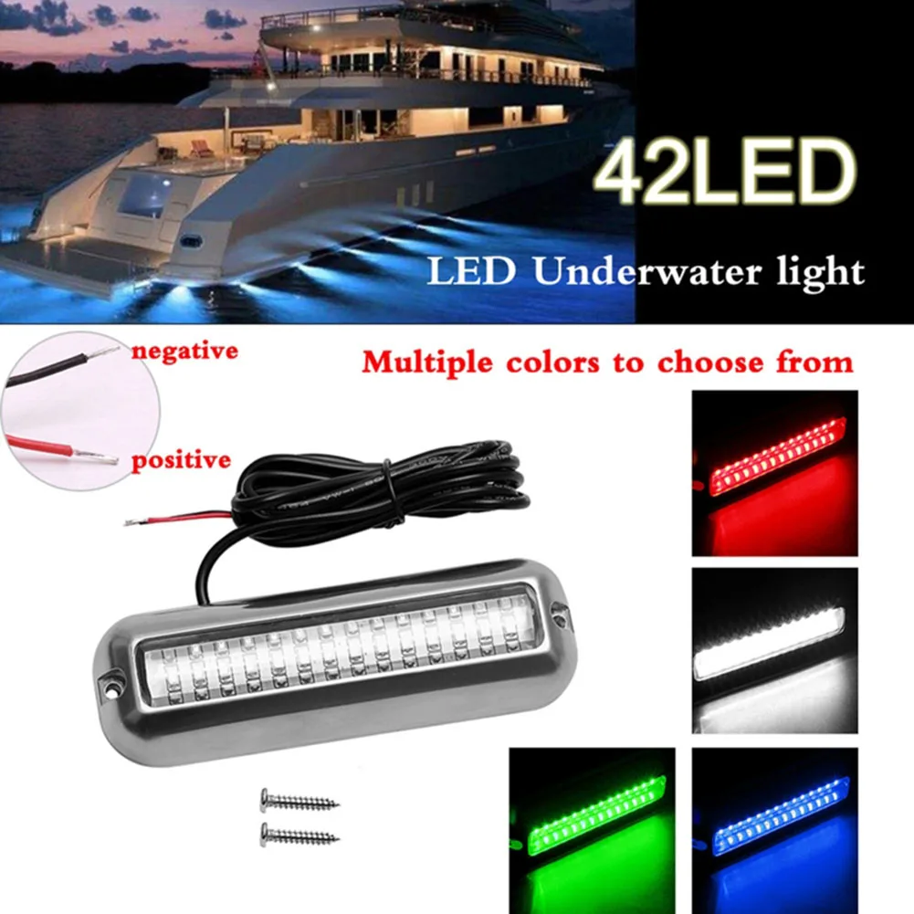

42LED Yacht Underwater Light Stainless Steel Marine Boat Lamp 10-30V Speedboat Light IP68 Waterproof 80W Yacht Boat Accessories