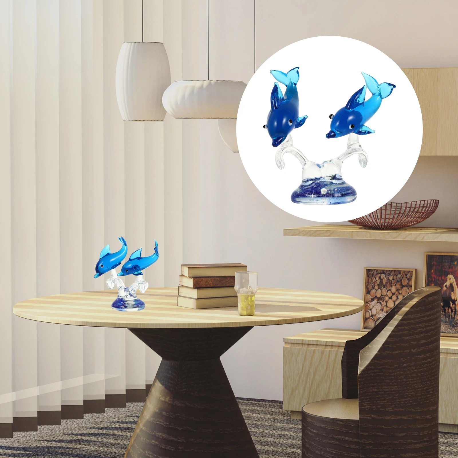 

Glass Dolphin Decoration Desktop Decor Item for Home Office Wine Cabinet Crystal Dolphin Ornament Art Sculpture