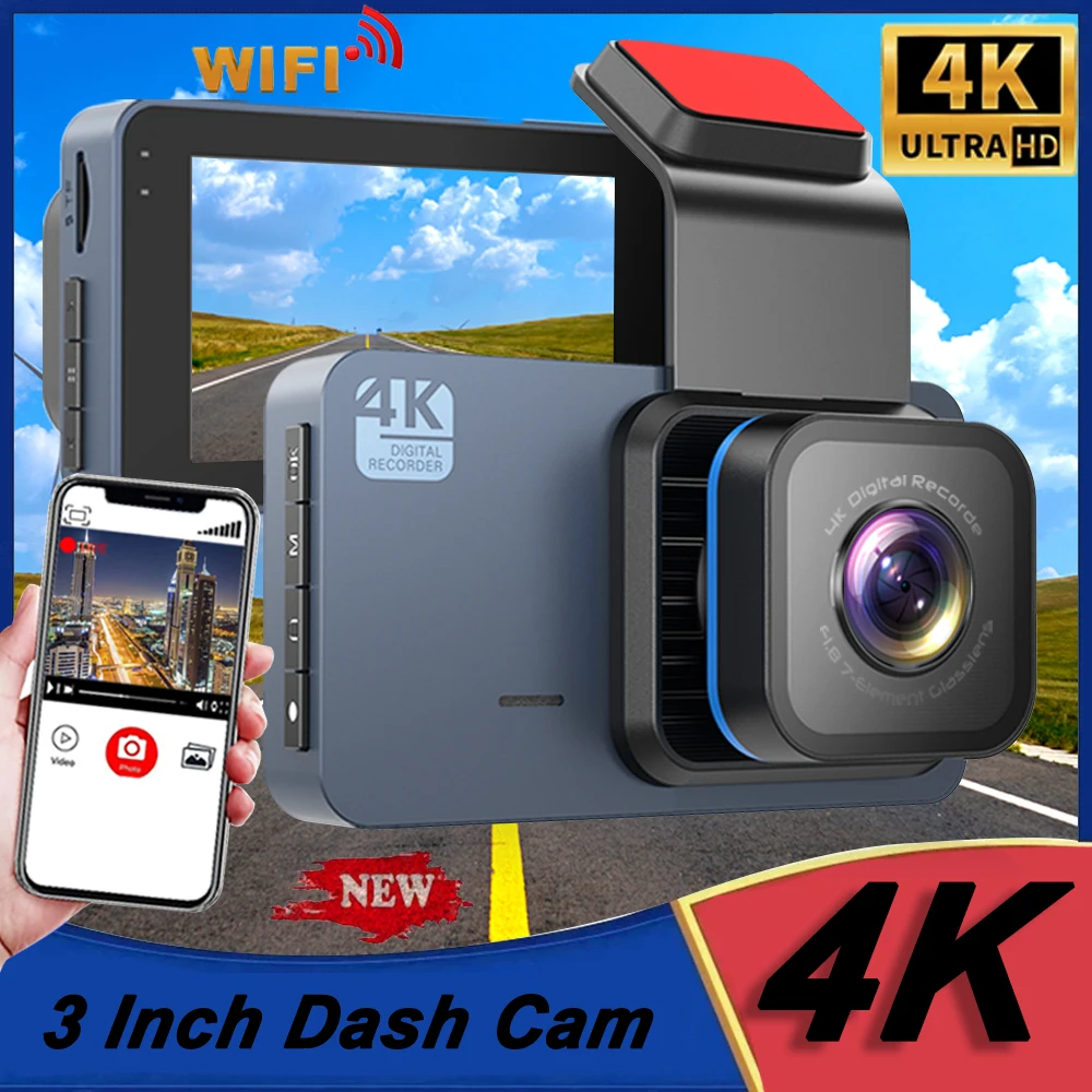 Car Dvr 4K HD Dash Cam Front and Rear Camera for Cars WIFI for Vehicle Video Recorder Rear View Camera Parking Monitor Black Box