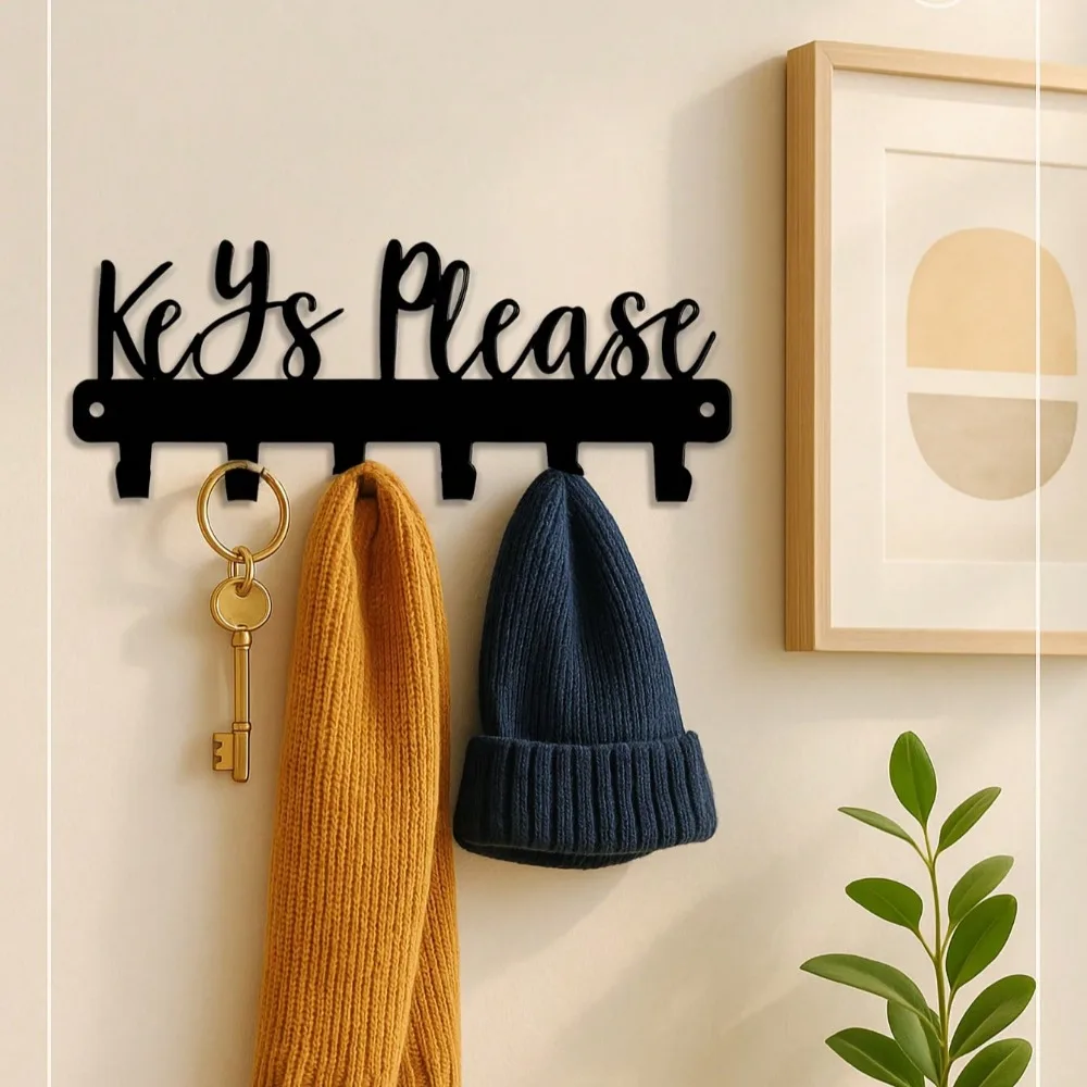 プレミアム1個BITALYEキー用壁掛けキーホルダー - ブラックメタル装飾キーオーガナイザー、廊下、玄関に最適