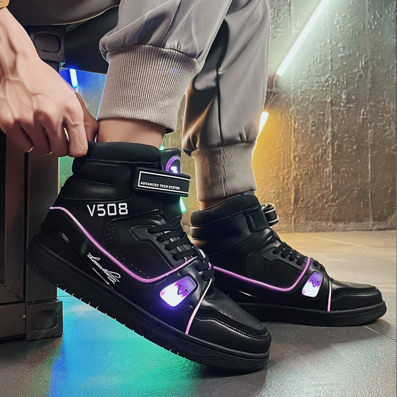 7 Types Of Light Men Fashion Air Motorcycle Boots Led Mag Shoes Light Up Sneakers Back To The Future Led Shoes Size36-46 view 4