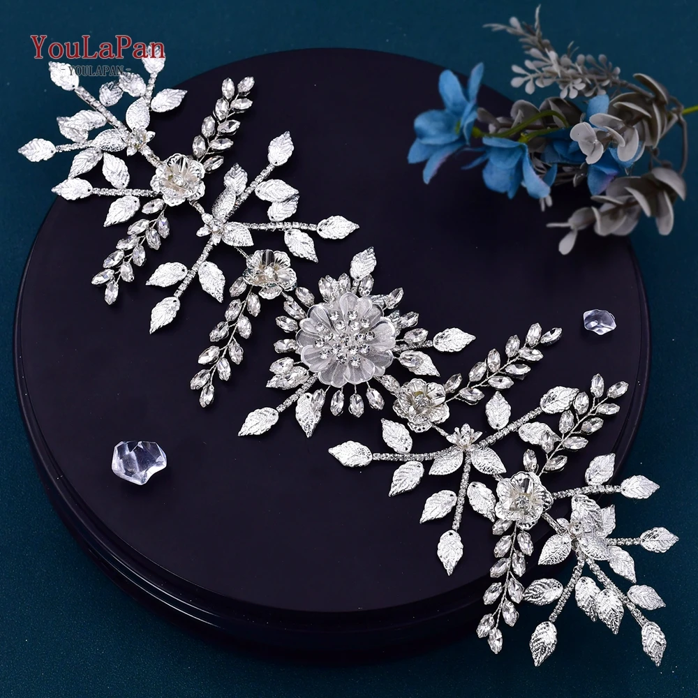 YouLaPan Bride Silver Color Alloy Flower Sash  Accessories Wedding Dress Rhinestone Belt Sparkly Party Formal Dress Belt SH509