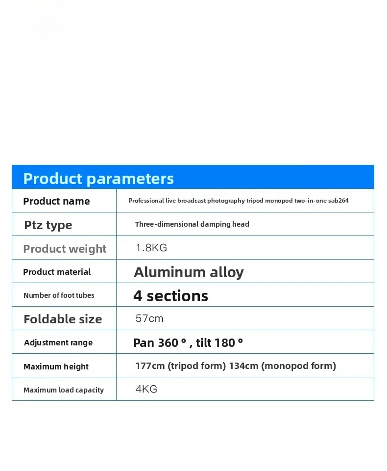 SAB264 Kamerastativ mit Einbeinstativ, SLR Micro-Single Mobile Phone Rocker Arm Stativ