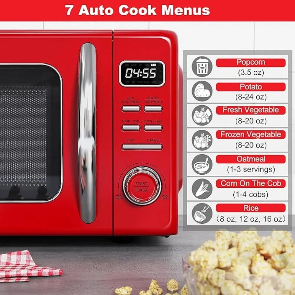 Fornos de microondas desktop com Auto Cook e Reheat, funções de início rápido e fácil limpeza, 1,1 pés