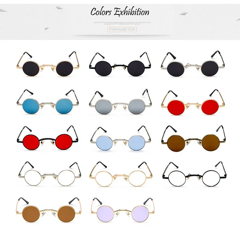 SHAUNA Szeroki mostek Retro Rock Punk Okulary przeciwsłoneczne Klasyczne małe okrągłe przezroczyste czerwone okulary przeciwsłoneczne UV400 — zdjęcie 5