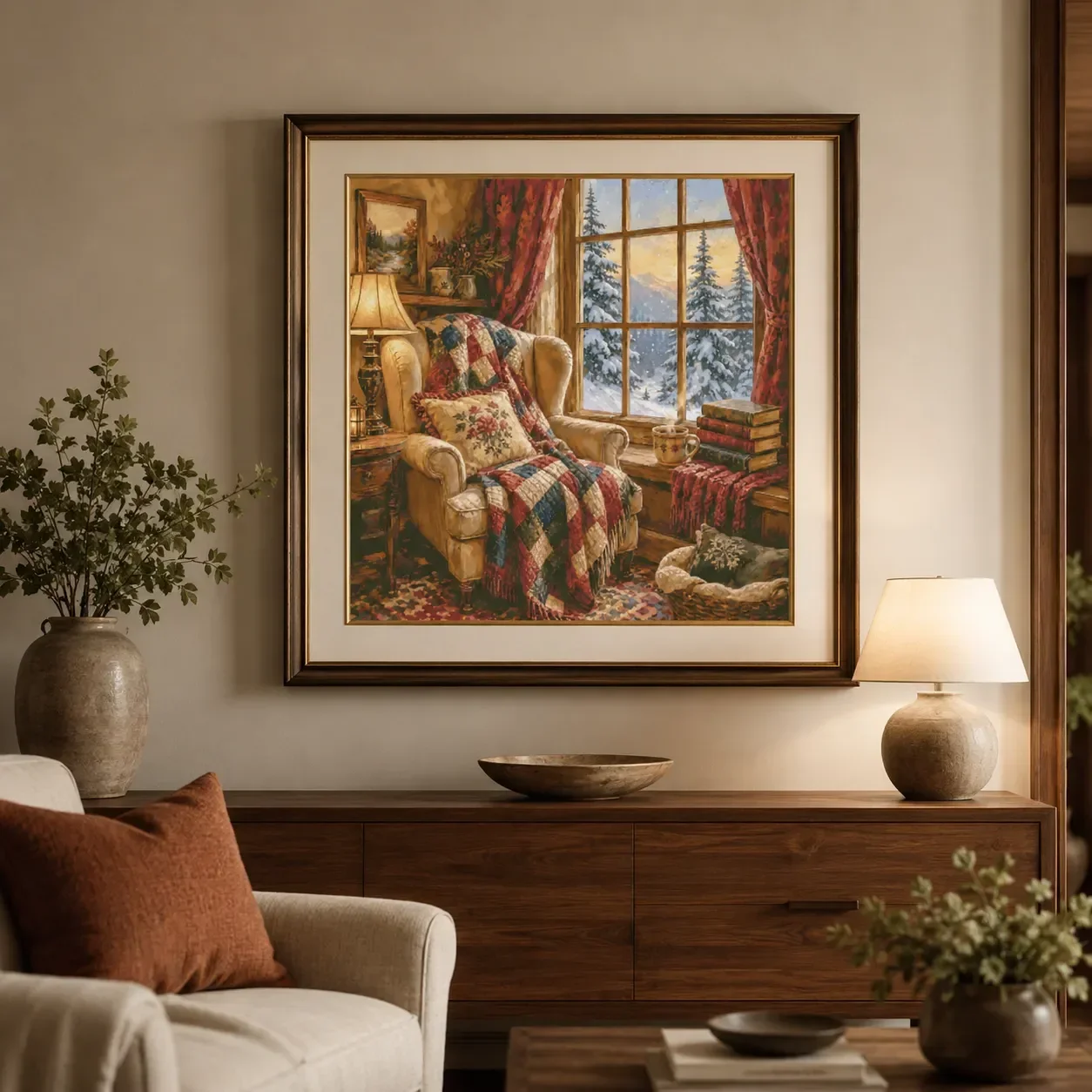 [ZZ8834-Winter Cozy Cabin]11CT 14CT 16CT DIY Stamped Cross Stitch Kit with Printed Canvas and Cotton Threads Embroidery Needlewo