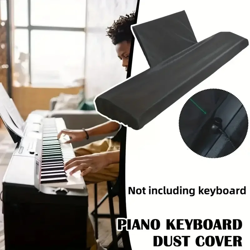 Premium-Staubschutzhülle für Digitalpiano-Tastatur aus schwarzem Polyester mit Notenständer – Zubehör für Digitalpianos und Klavier