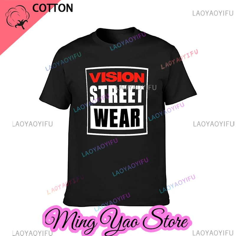 Men Women Vision Street Wear T-Shirt Vision Street Wear T-Shirt Blanks Vintage Summer Top Fitted T Shirts for Men