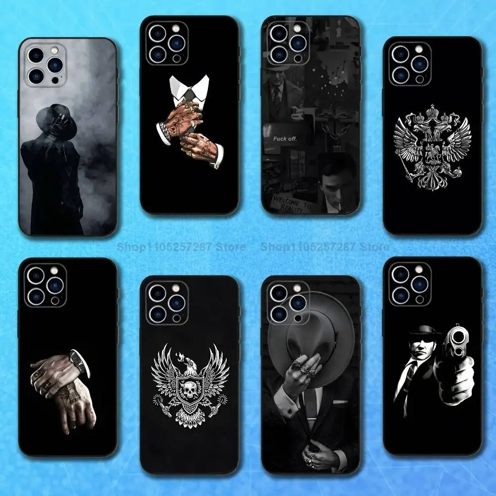 

Gangster Style Art Phone Case For iPhone 17,16,15,14,13,12,11,Plus,Pro Max,XS,X,XR,SE,Mini,8,7,Soft Silicone Black