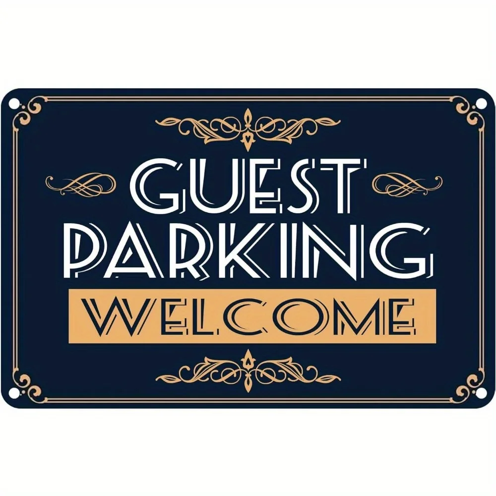 Bohemian Style Metal Welcome Guest Parking Sign - Reflective Rust UV Protected Waterproof Fade Resistant Outdoor Wall-Mounted Si