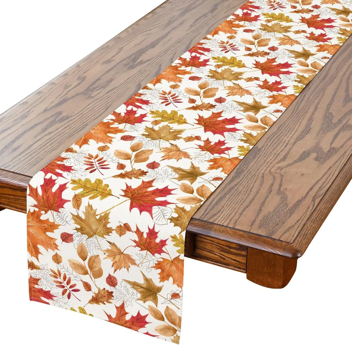Fall Thanksgiving Maple Leaf Linen Table Runner Dresser Scarves Decor Autumn Harvest Kitchen Dining Table Runner Party Decor