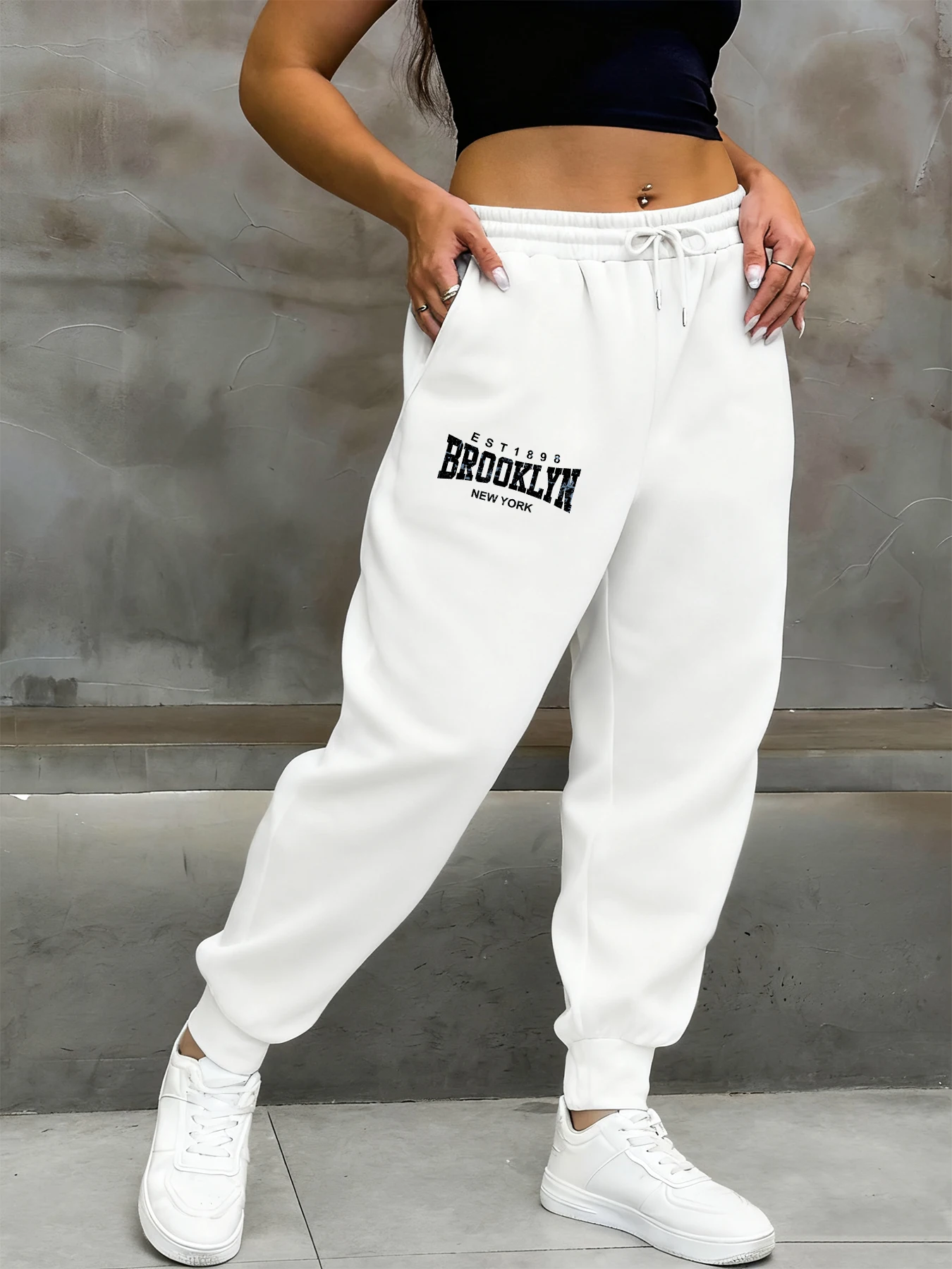 بروكلين نيويورك طباعة Sweatpants الإناث لينة الدافئة Britches الخريف الشارع السراويل الطويلة موضة الهيب هوب كل مباراة بنطلون
