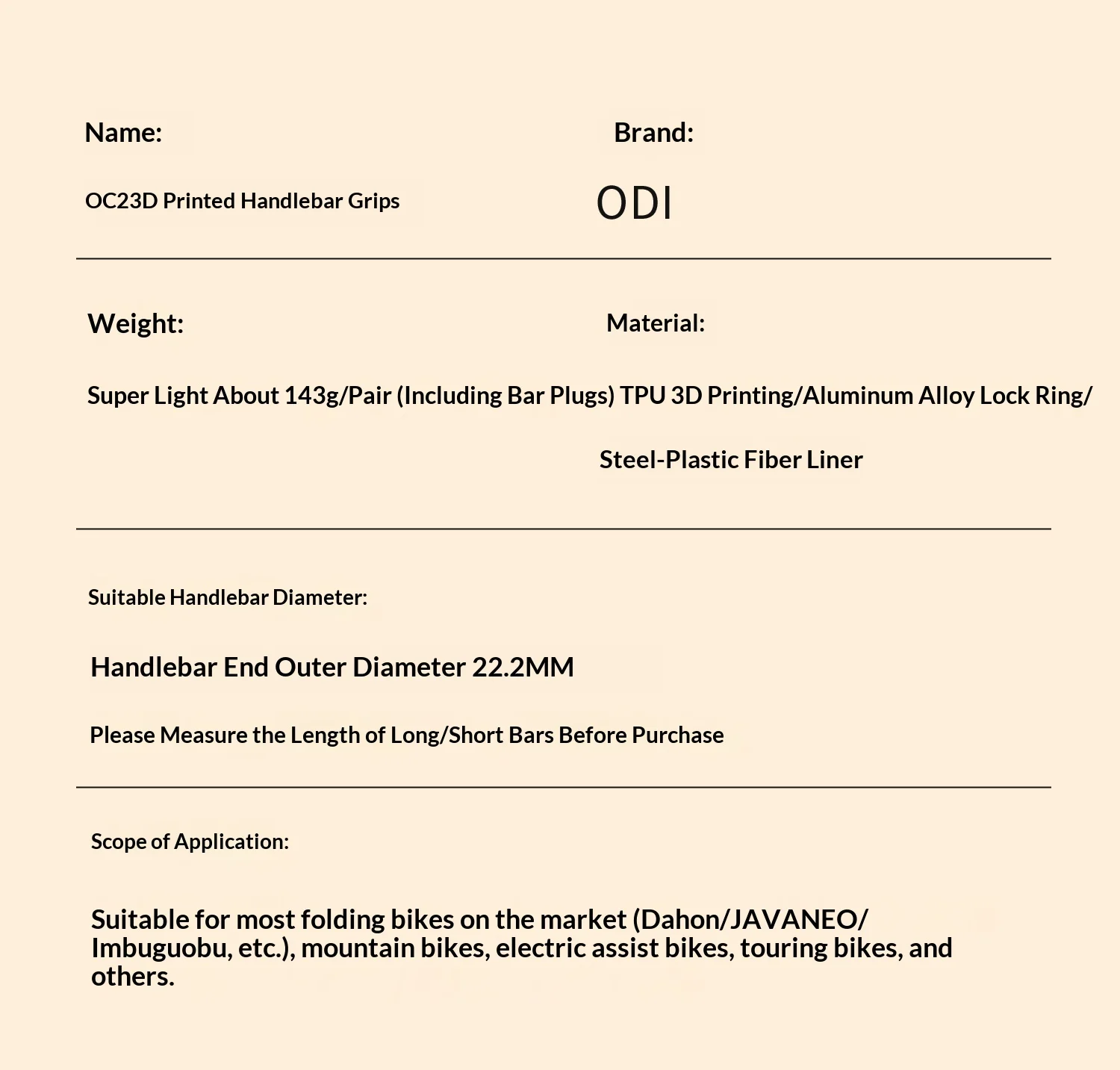ODI OC2 3D-gedruckte E-Bike-Lenkergriffe, ergonomisch, breite Handballenauflage, rutschfest, stoßdämpfend, hohler Legierungsverschluss für MTB-Rennräder – Detail 20