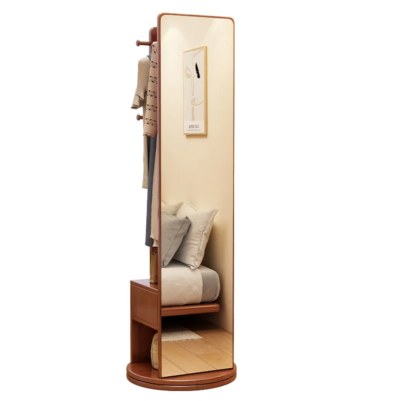 

Solid Wood Coat Hat Stand Modern Vertical Bucket Cabinet Multi-Functional Moveable Rotating Bedroom Living Room