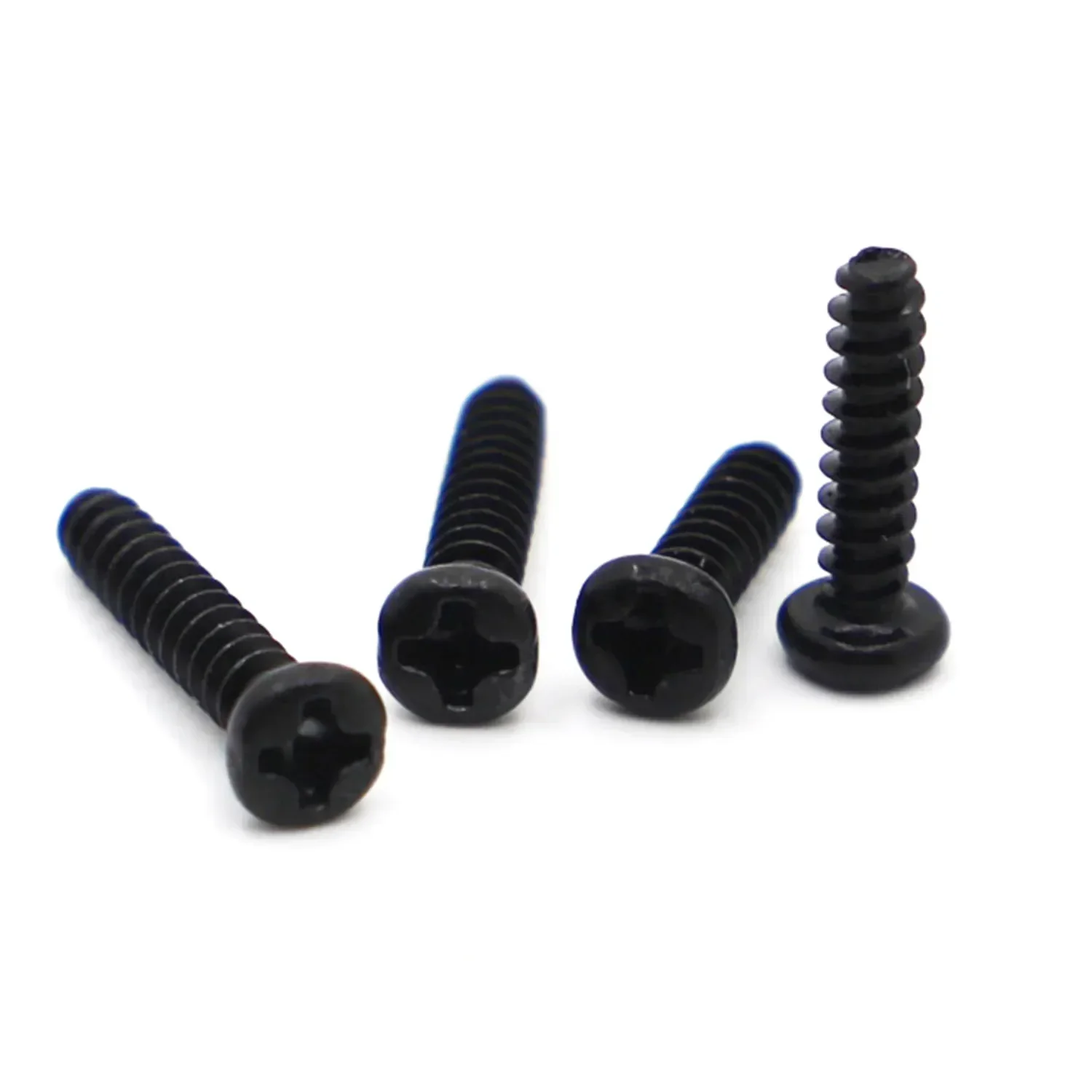 50/100pcs Carbon Steel Self-tapping Screws M1.4 M1.7 M2 M2.3 M2.6 M3 M3.5 M4 Black Phillips Cross Recessed Pan Head Woodworking