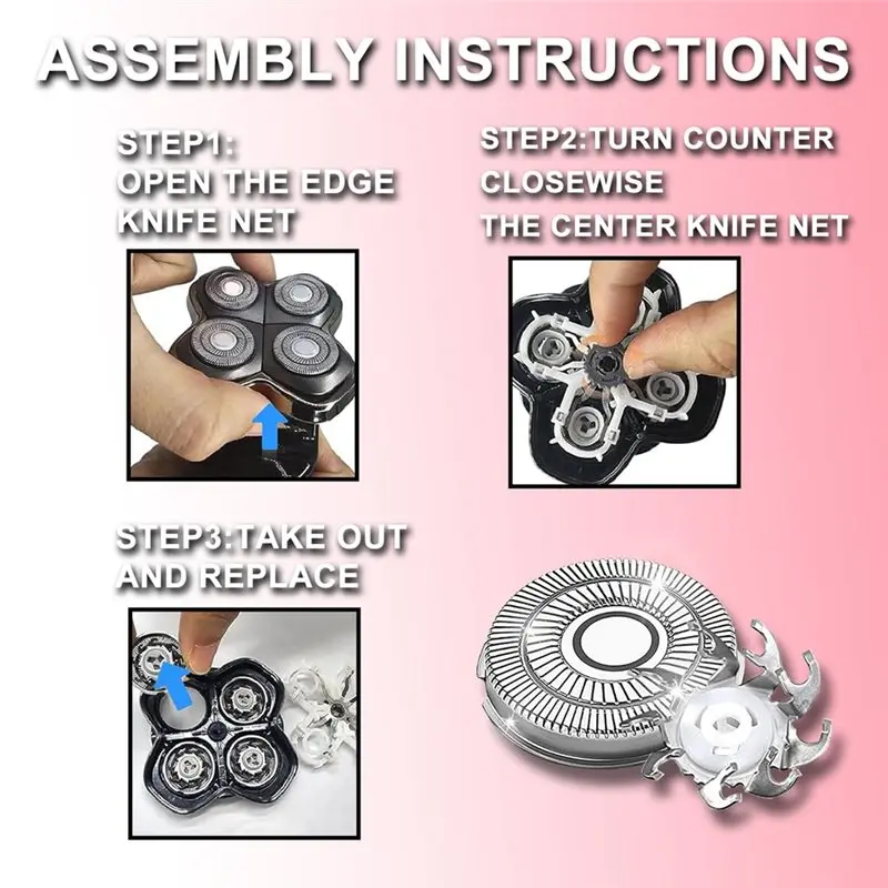 A55X-Replacement Head Shaver 16PCS For Skull Shaver Pitbull Gold PRO, Pitbull Silver PRO, Electric Palm Razor Parts