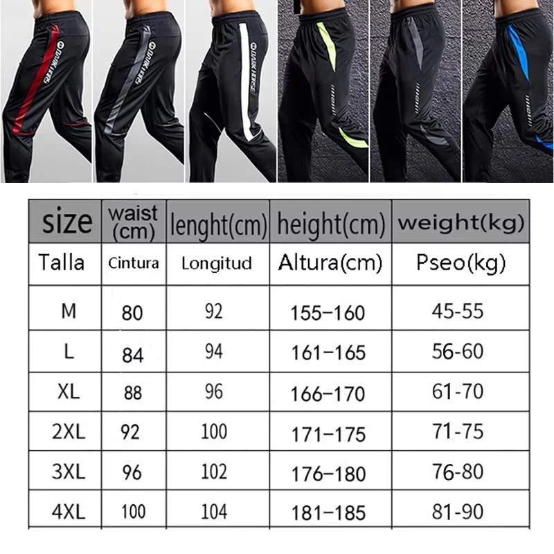 Men Sport Pants Running Pants With Zipper Pockets Soccer Training Jogging Sports Trousers Fitness Football Leggings Sweatpants