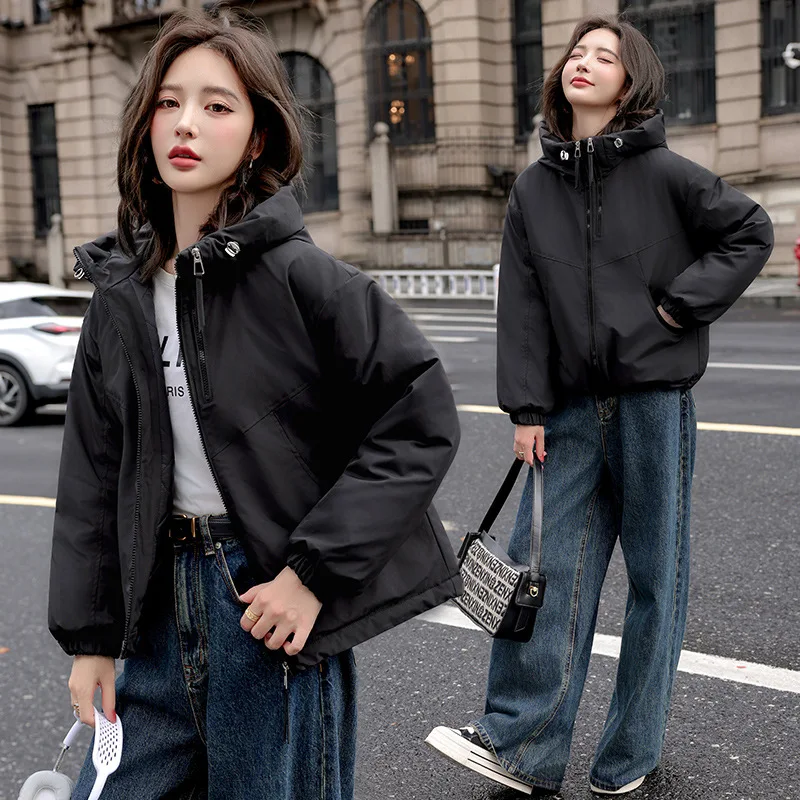 

Fashion Coat Women 2026 Winter New Windbreaker Hooded Down Cotton-padded Jacket Female Parkas Fresh Sweet Warm Outwear Tide Tops