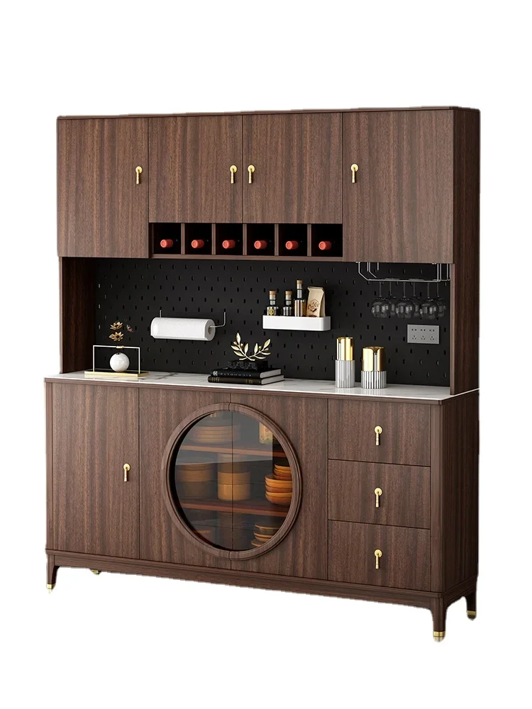 

Solid Wood Chinese Style Sideboard Wine Cabinet Wall-Mounted High Cabinet Kitchen Cupboard Living Room Storage Cabinet