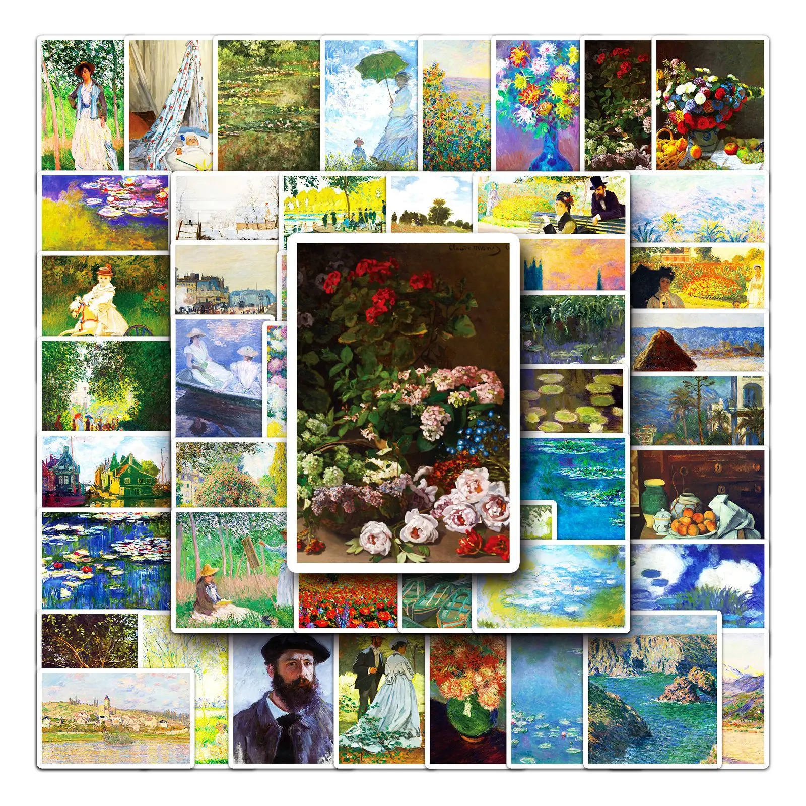 50PCS Claude Monet Painting Cartoon Stickers Creative Graffiti Decoration DIY Kids Toys Laptop Guitar Car Bike Skateboad Decals