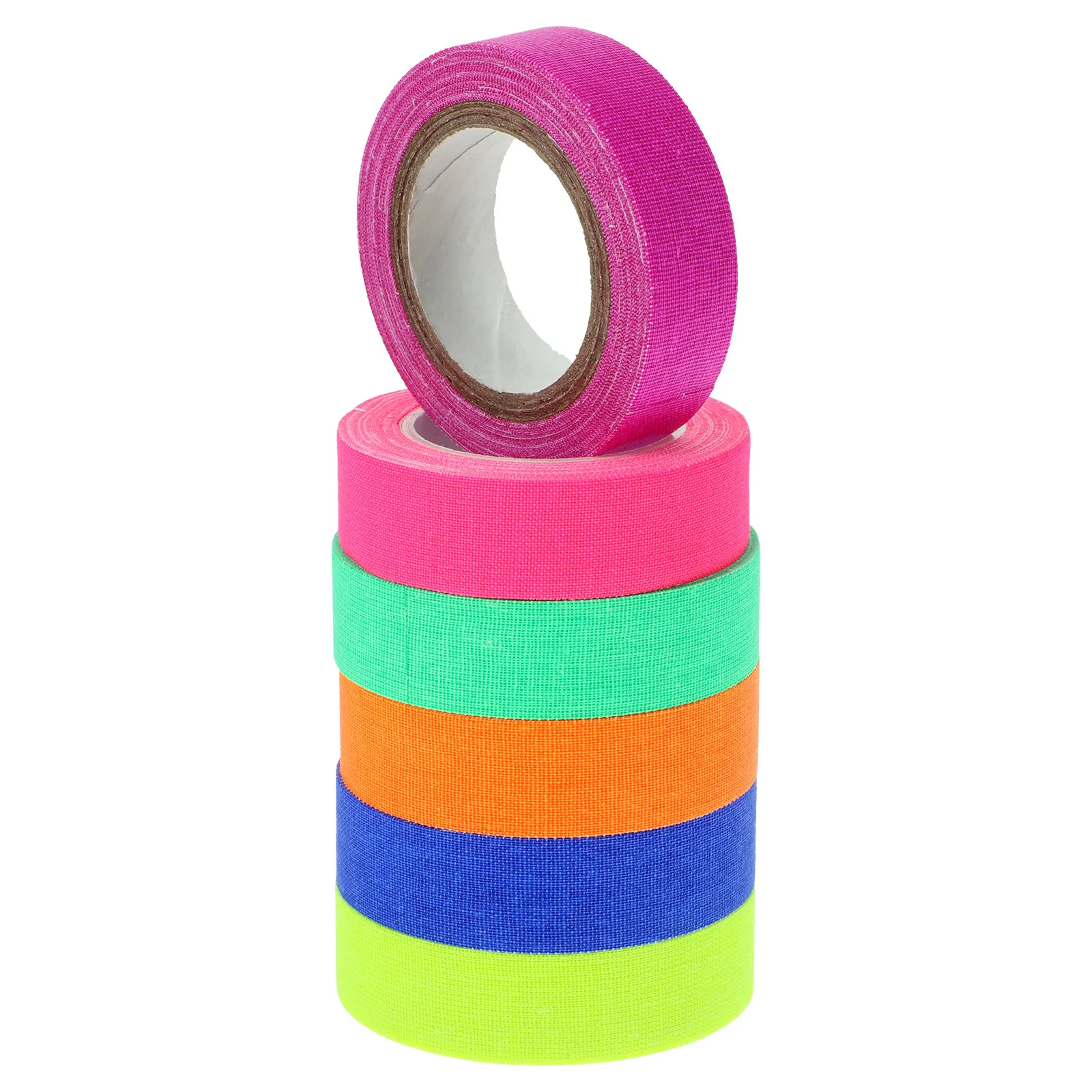 

6pcs Tape 15mmx5m Colorful Cloth No Residue Matte High Adhesive UV Blacklight Neon Strips for Decoration