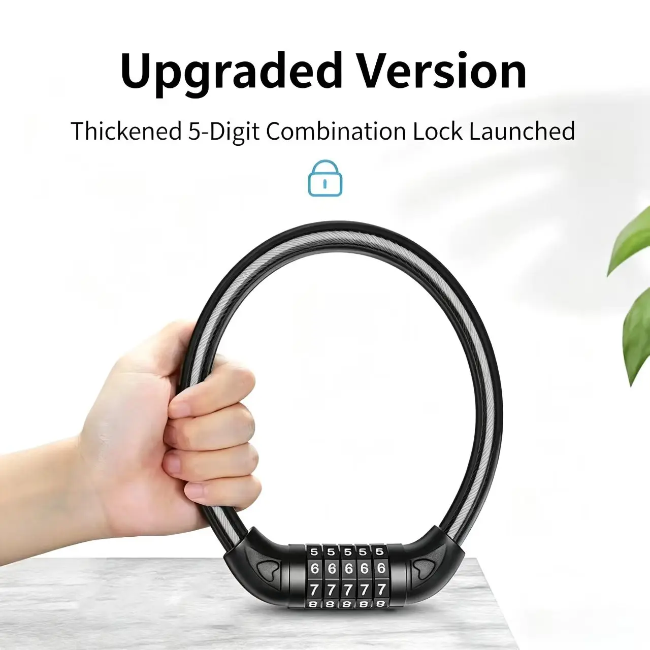 5 Digit Combination Bike Lock, Anti-Theft Steel Cable Password Lock for Bicycle Motorcycle Scooter