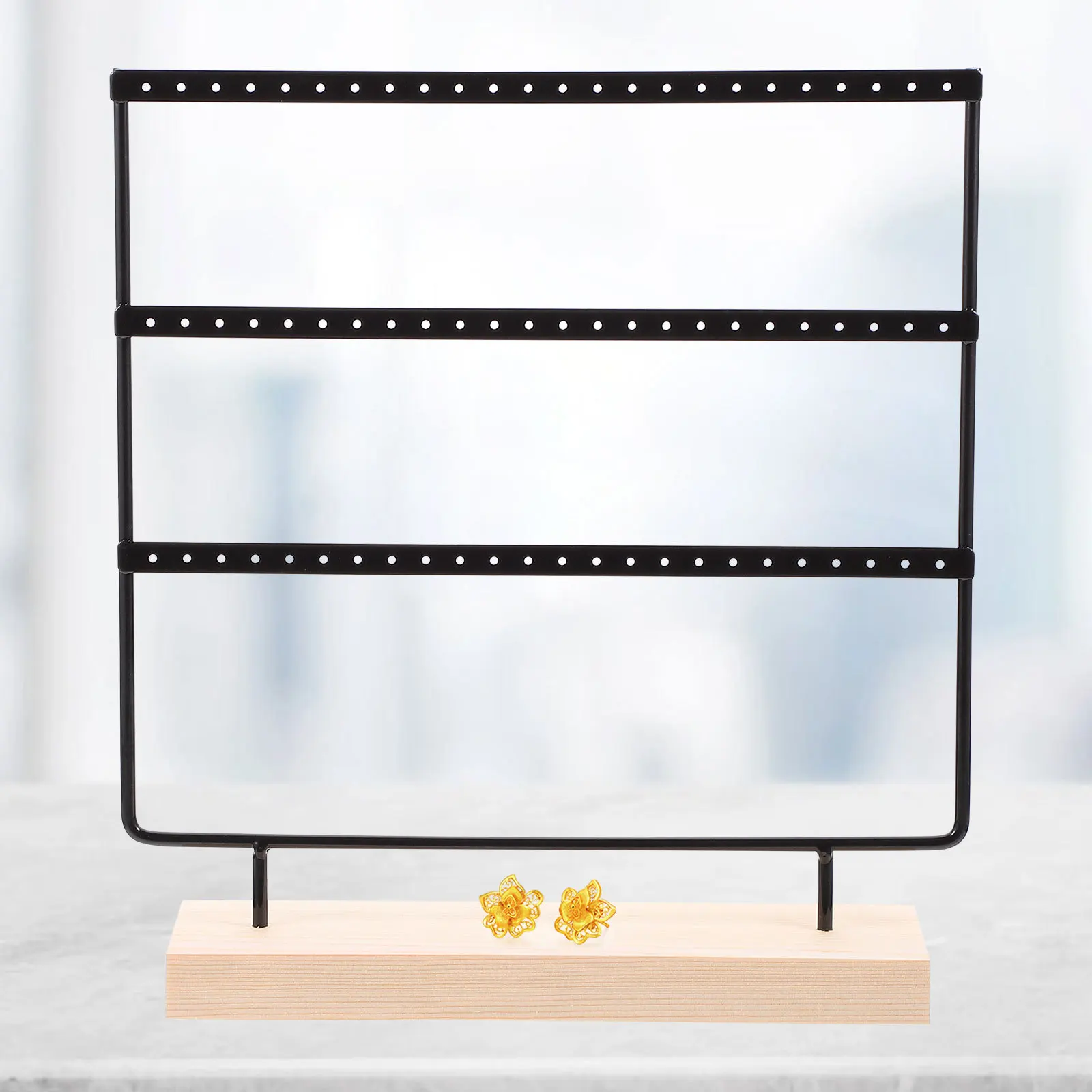 

1Pcs 3 Tier Iron Jewelry Stand 72 Holes Earring Necklace Organizer Stylish Desktop Rack Jewelry Holder Display Stand