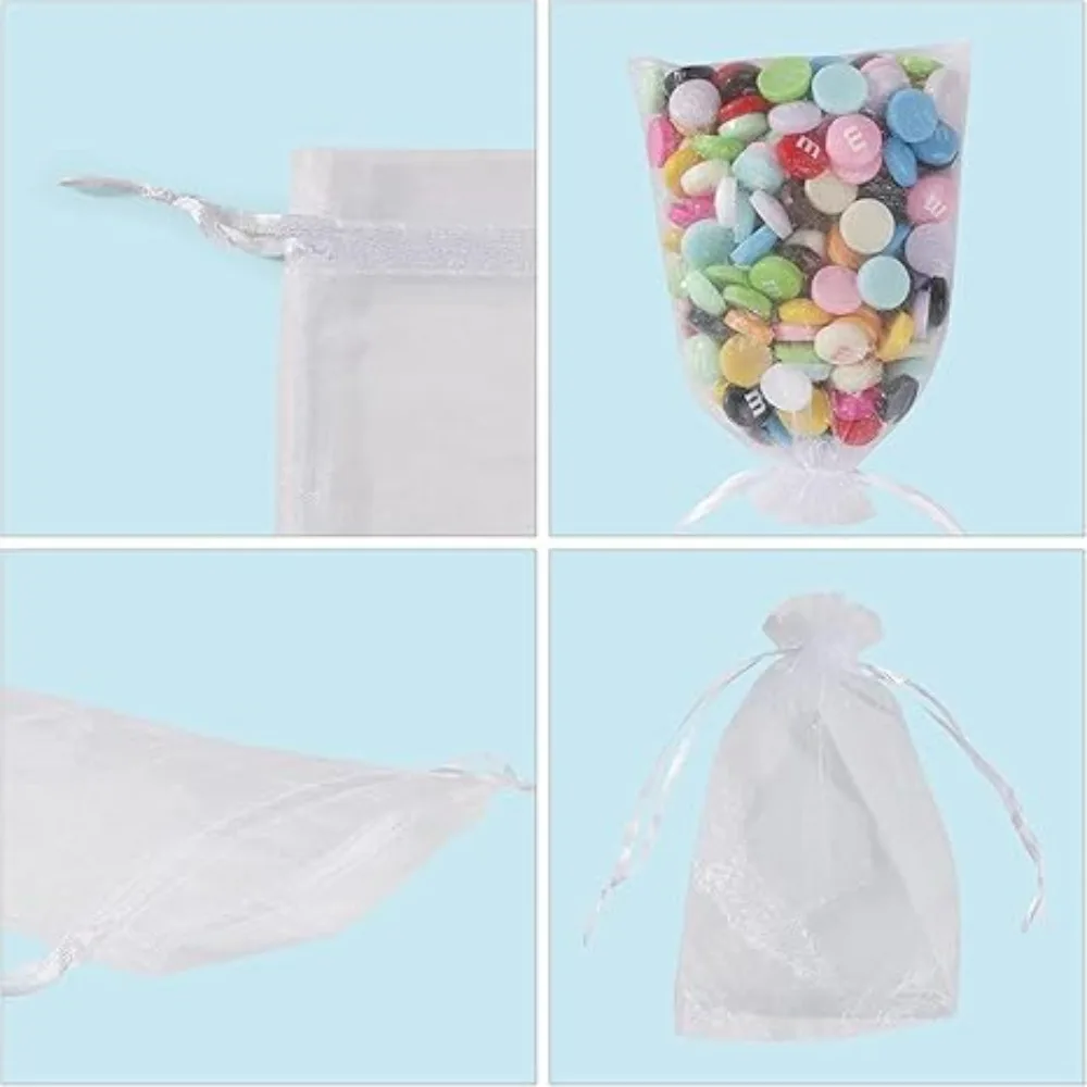 50–300 Stück Organza-Geschenkbeutel, mehrfarbig, Kordelzug, Schmuckbeutel, Süßigkeiten-Schmuckbeutel, 7 x 9, 10 x 15, 15 x 20, 20 x 30 cm, Hochzeit, Weihnachten, Geschenk – Detail 7