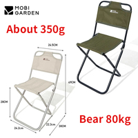 MOBI GARDEN Outdoor Folding Chair Outdoor Ultralight 350g Portable Backrest Mini Stool Seat Aluminum Fishing Stool Bearing 80kg