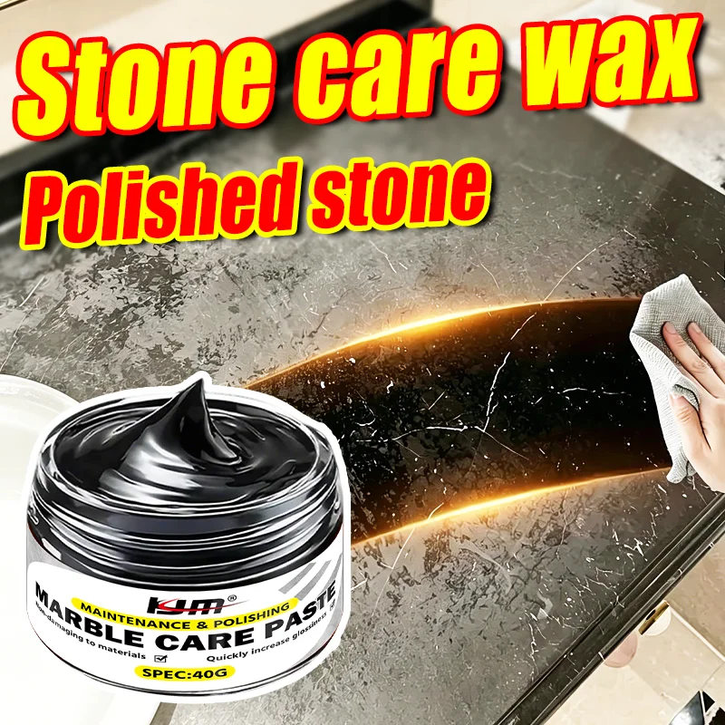 KJM Stone Polishing Maintenance Paste, Marble Granite Care Wax for Restoring Luster on Kitchen Countertops & Bathroom Floors