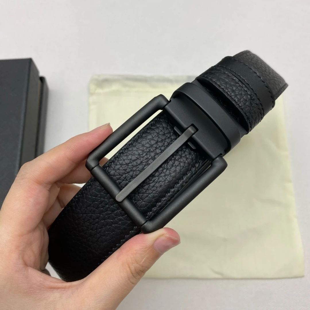 Luxury Men's Reversible Pebble Grain Leather Belt Rotatable Pin Buckle Casual Business Formal Waist Strap Dual‑Sided 35mm