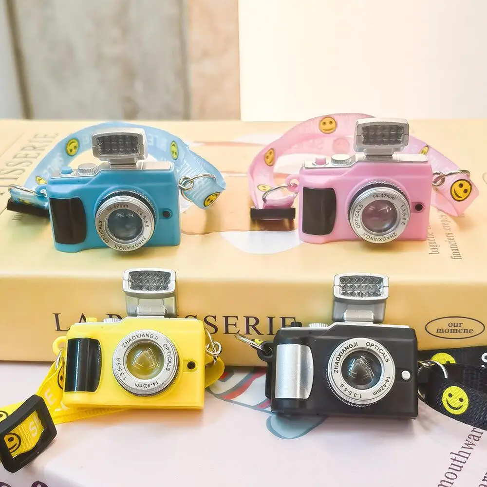 Mini camera keychain with light and sound, cute camera bag charm