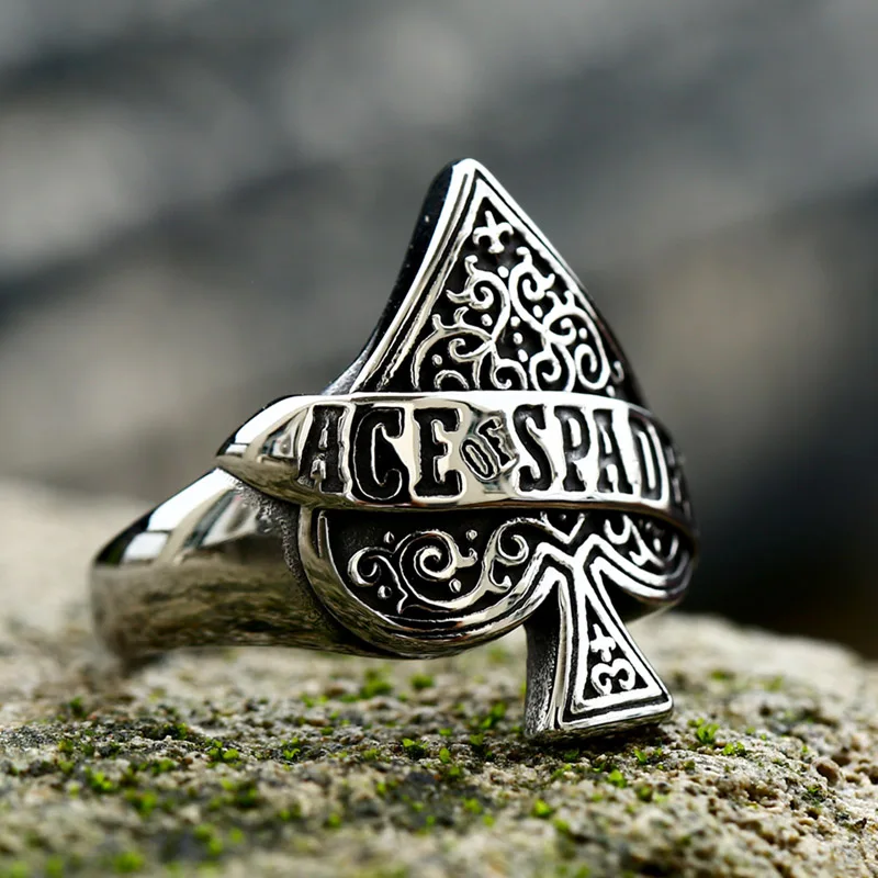 New Creative Design High Quality Ace Of  Spade Playing Card Ring For Men Punk Hip Hop Dropshipping  Jewelry