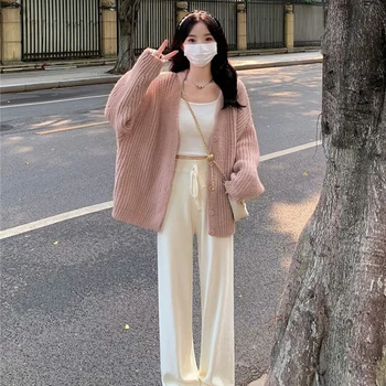 여성용 핑크색 니트 코트 2023년 봄 신상품 브랜드없음 청결하고 내구성이 뛰어난 직조식 스타일리시한 상의