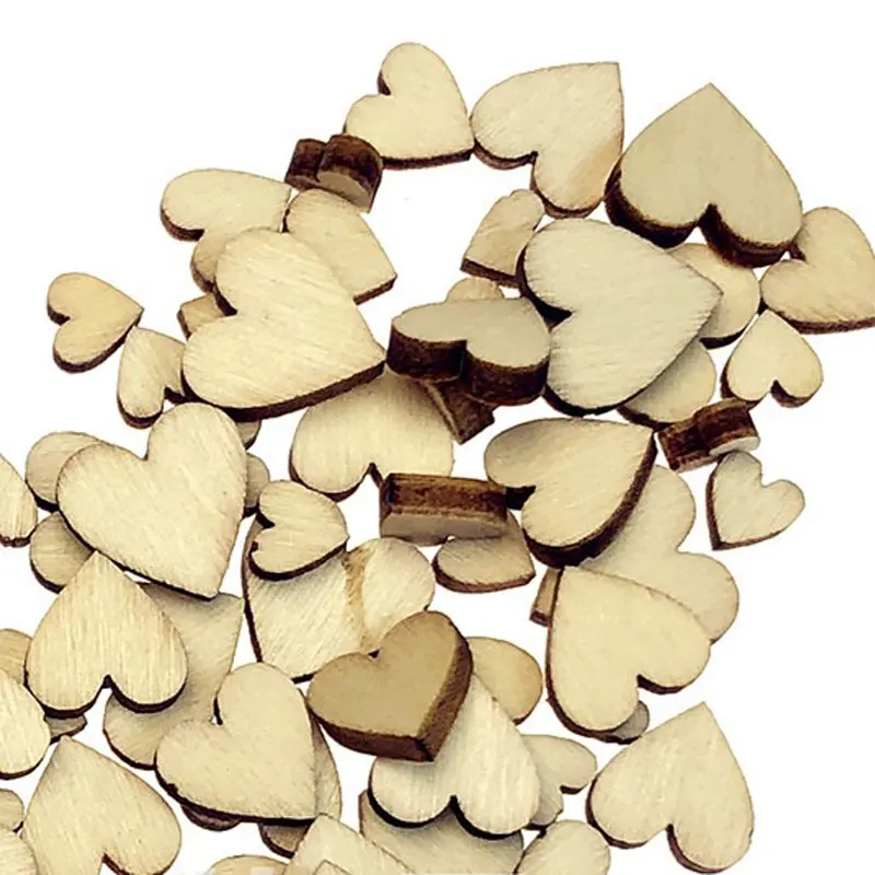 6/8/10/12MM Wooden Love Heart Shape Mixed Sizes Table Scatter DIY Party Accessories Rustic Wedding Decorations Crafts