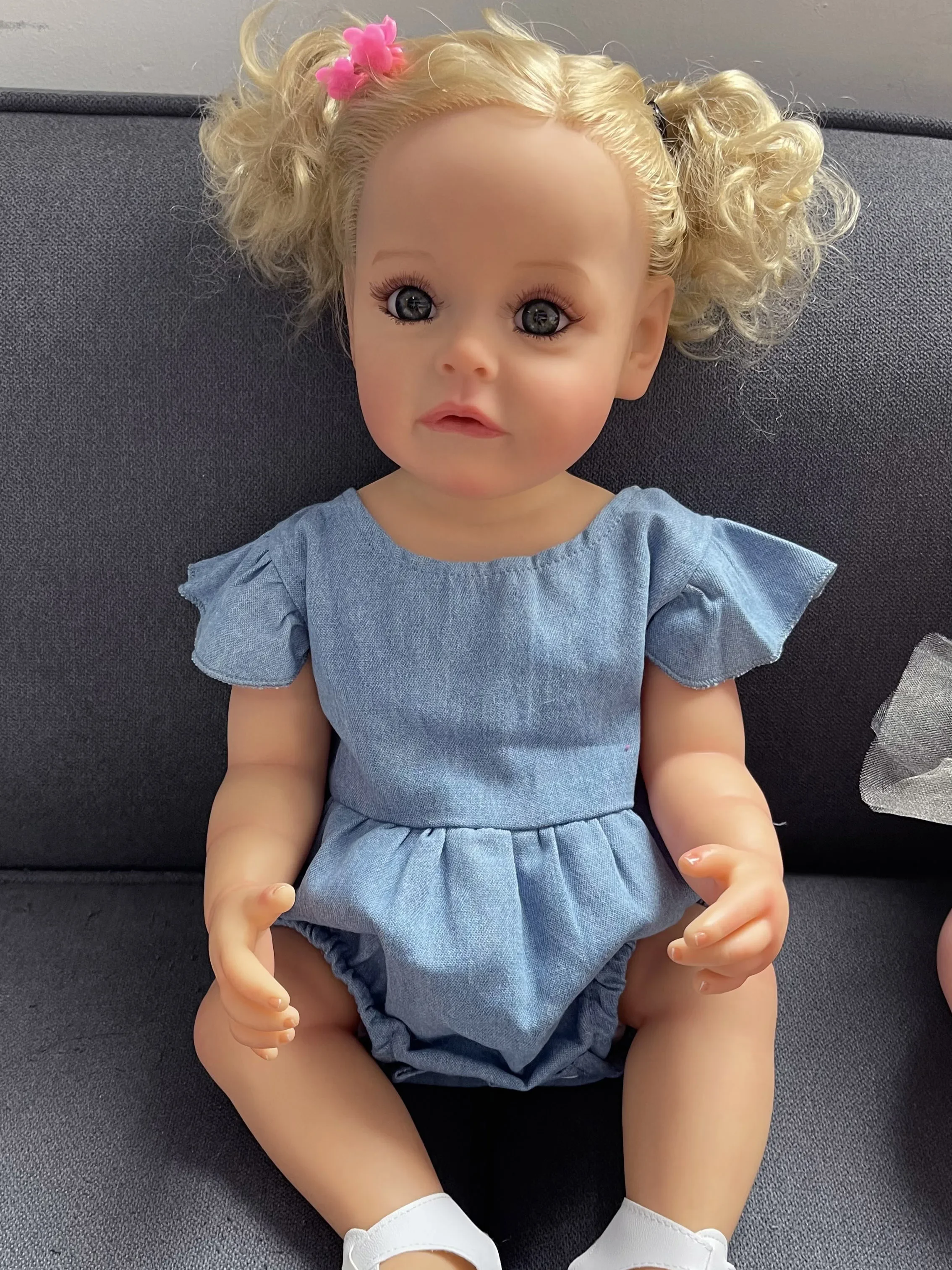 55CM SueSue Reborn Toddler Girl Doll Full Body Silicone Waterproof Bath Toy Hand-Detailed Paint with 3D Visible Veins