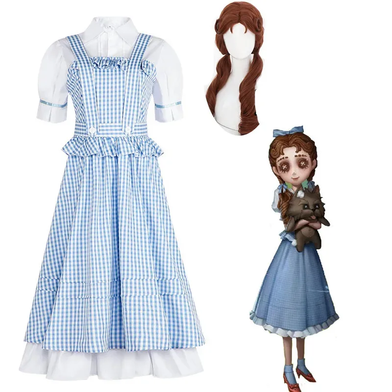 qq45Game Identity V إيما وودز أزياء تنكرية دوروثي فتاة صغيرة بدلة زرقاء للكبار ملابس الحفلات فستان هدية