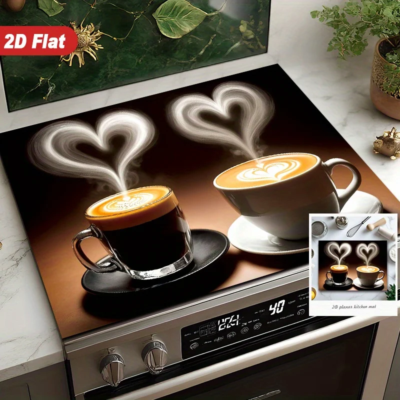 Heart-Shaped Steam 2D Stove Mat – Heat & Scratch Resistant, Easy-Clean Cover for Induction, Ceramic & Electric Cooktops