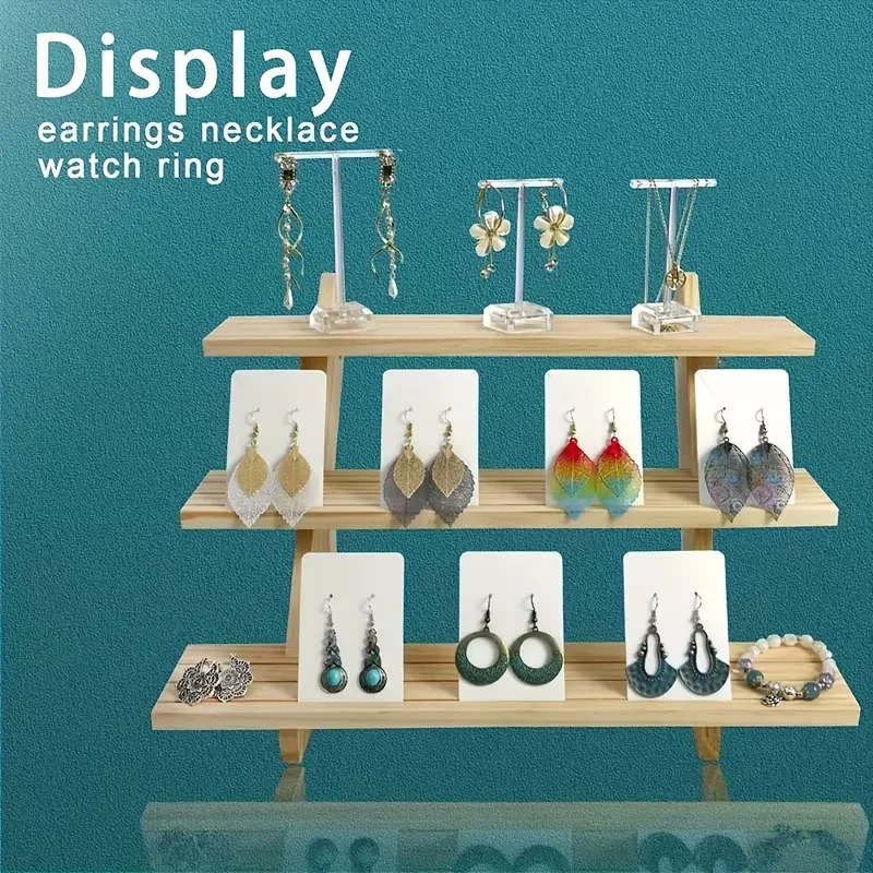 Holz-Ohrring-Display-Ständer, Schmuck-Ohrring-Display-Halter, Holz-Ohrring-Kartenhalter – Detail 7