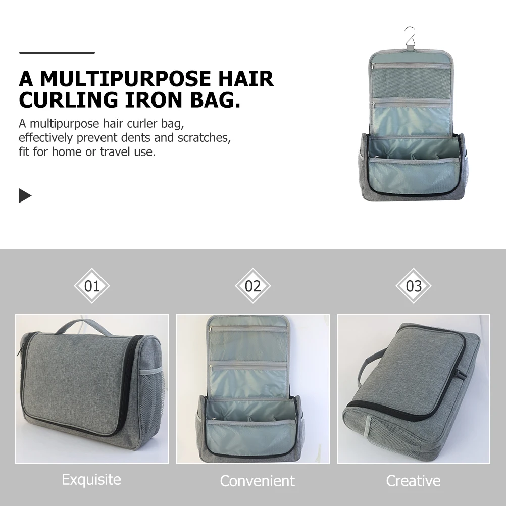 

Curling Iron Storage Bag Hair Curler Organizer Portable Travel Pouch Toiletry Bag Makeup Brush Storage Protects Tools