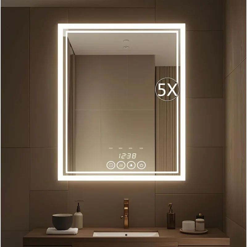 

24 x 32 Inch Wall-Mounted Bathroom Mirror with LED-Lights - Frame Vanity Mirrors (24" x 32", Rectangle)