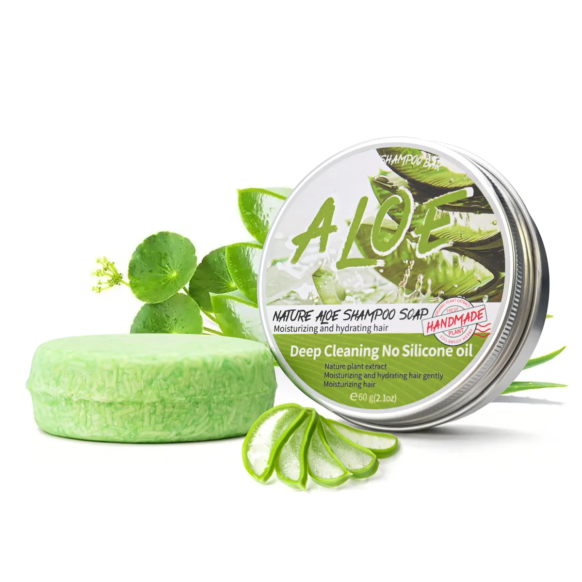 LH-60g Nature Plant  Aloe Solid Shampoo Refreshing Oil Control Shampoo Bar Extraction Dandruff Shampoo Lemon Soap