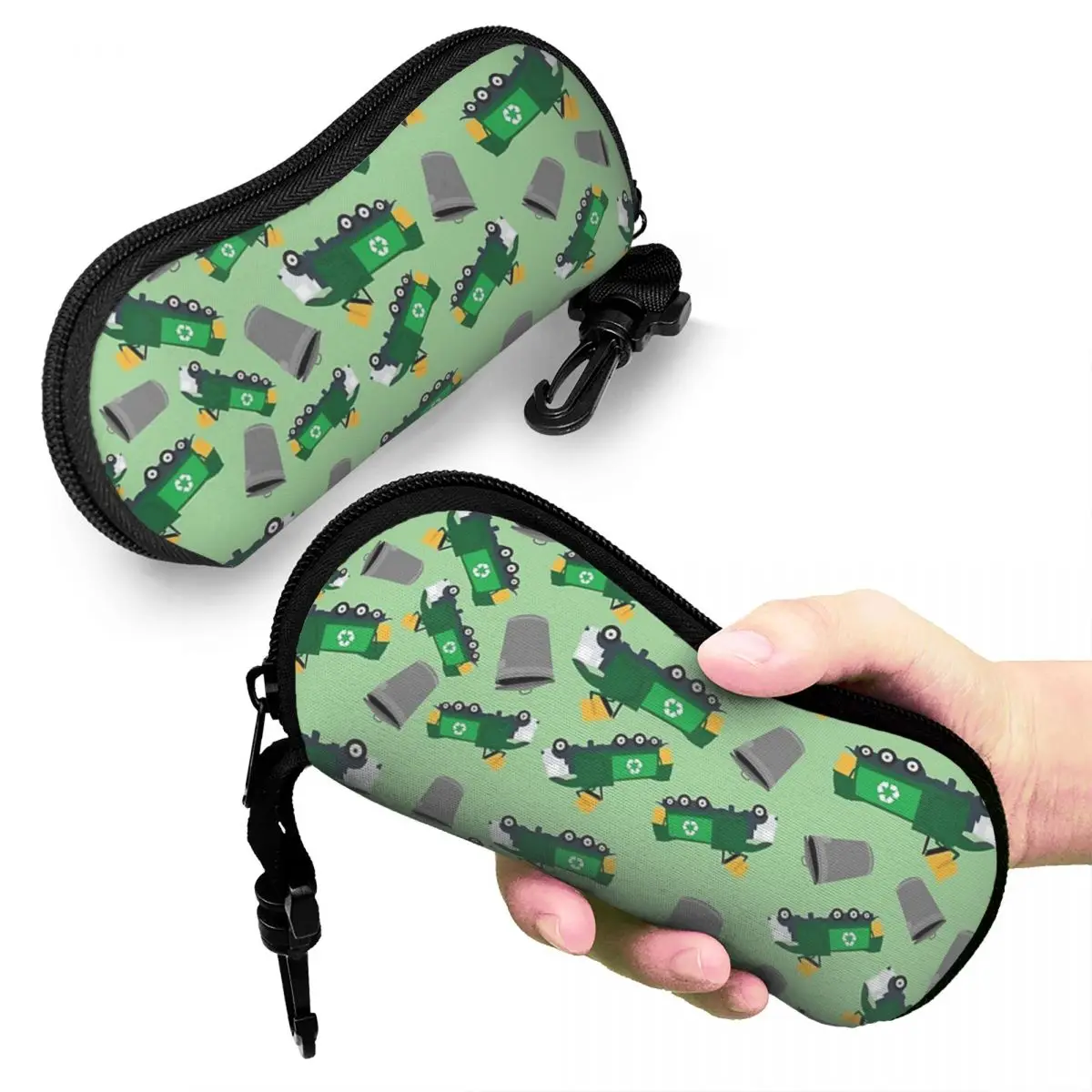 

Recycling Garbage Truck Pattern Shell Glasses Case Protective Sunglasses Box Women Men Soft Eyeglasses Bag Pouch