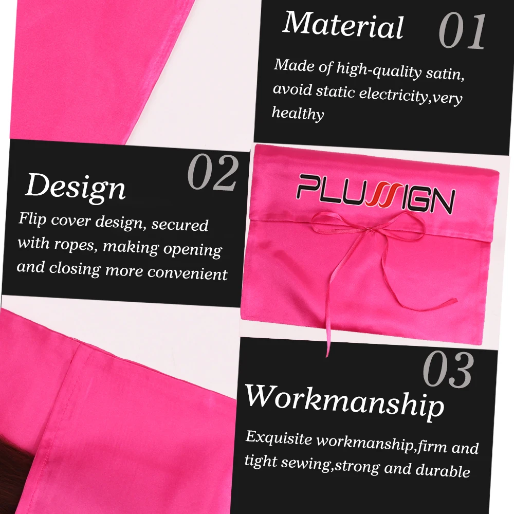 10 Stück personalisierte Satin-Geschenktüten für Haarbündel mit Schleifenband, Kleidungsverpackungsbeutel, Satin-Aufbewahrungstaschen für Perücken für Unternehmen – Detail 5