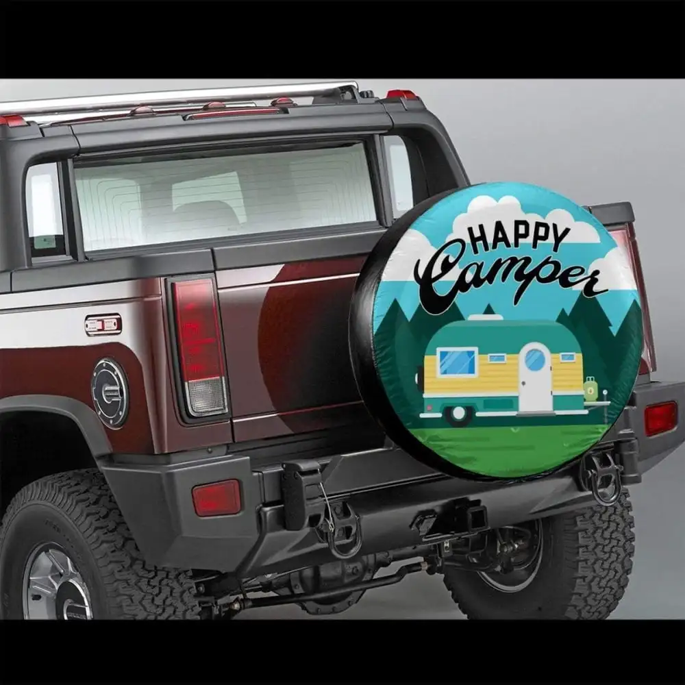 Happy Camping Spare Tire Cover Waterproof UV Sun Tyre Cover Fit for Trailer, Camper,RV, SUV and Many Vehicle 15 Inch