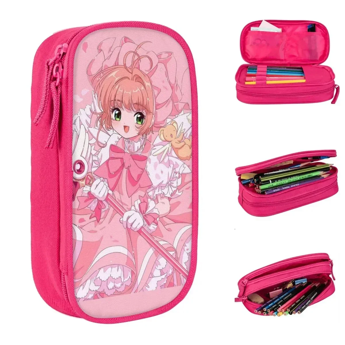 

Fun Cardcaptor Sakura Cherry Blossom Magical Girl Pencil Cases Pencilcases Pen Holder for Girls Boys Large Storage Bag Students