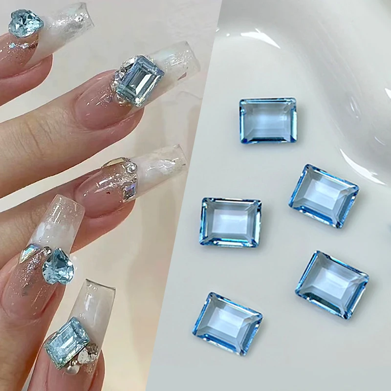 Strass transparents pour ongles, 10 pièces, breloques carrées, fournitures, accessoires, décorations nail art