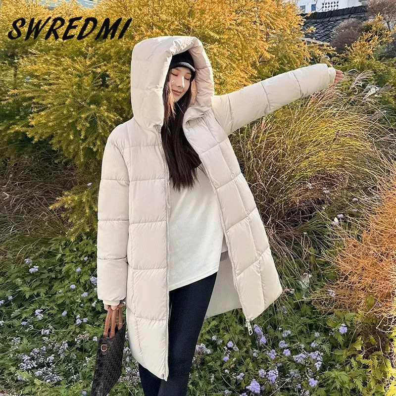 Oversized Loose Jackets Female Women Jackets Winter Coat Jacket Solid Thicken Warm Parkas Hooded Snow Outwear Long Coats S-3XL