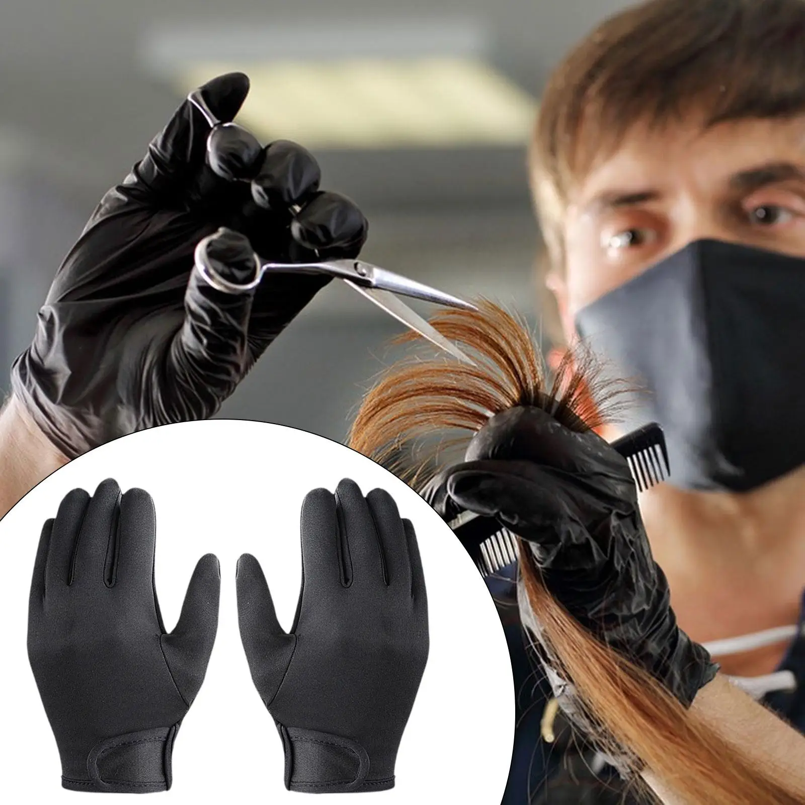 

2 Pieces Hairdressing Gloves Hair Styling Gloves Five Finger Heat Protection